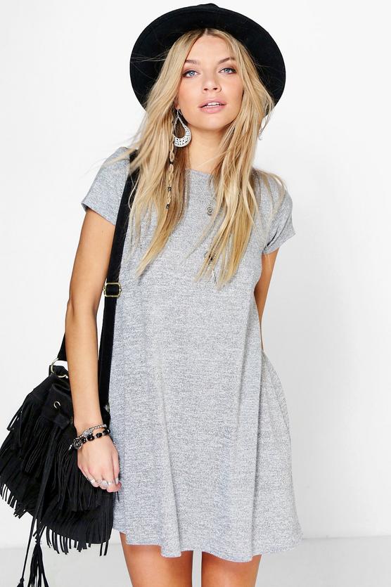 Amber Short Sleeve Knitted Swing Dress